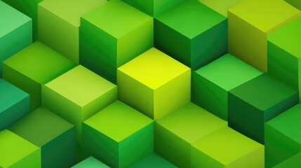 Fototapeta premium Abstract Colorful 3D Cubes in Shades of Green Creating a Lively and Energetic Background Design for Various Creative Projects and Digital Artwork