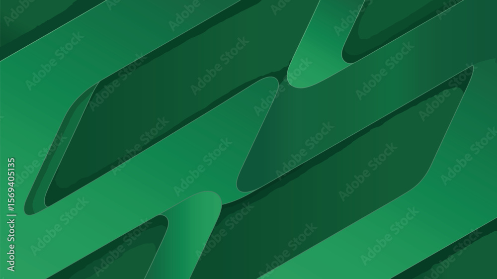 Poster a green abstract background featuring overlapping shapes with soft shadows and rounded edges design 
