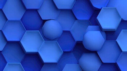Fototapeta premium Abstract Blue Hexagonal Pattern with 3D Shapes for Modern Design, Technology Background, and Digital Art Creations in Cool Tones
