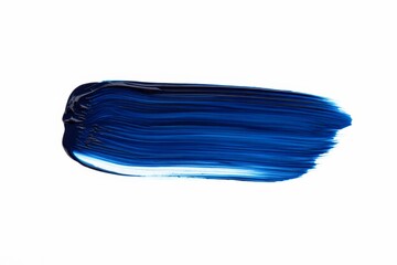 Wide navy blue brush stroke with bristles creating an abstract shape on a transparent background.