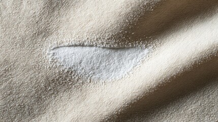 Naklejka premium Close-up of Soft Beige Fabric with a Patch of White Powdery Substance on the Surface, Highlighting Texture, Color Contrast, and Material Detail in Natural Lighting