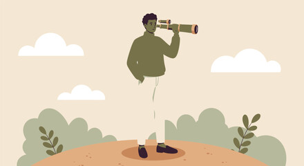 Black silhouette illustration of one person, a soldier with a weapon, in a forest