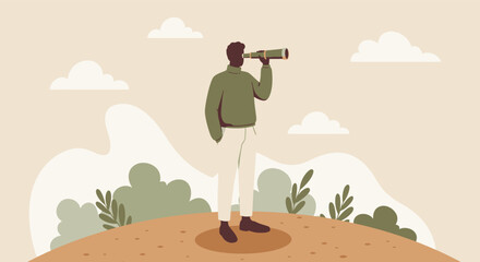 Black silhouette illustration of one person, a soldier with a weapon, in a forest