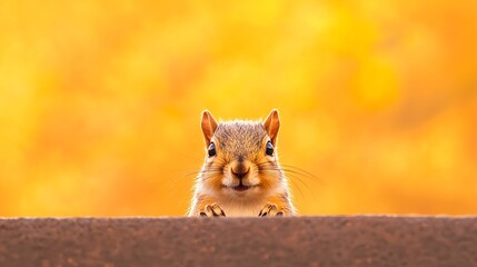 Cute Squirrel Peeking Over Ledge