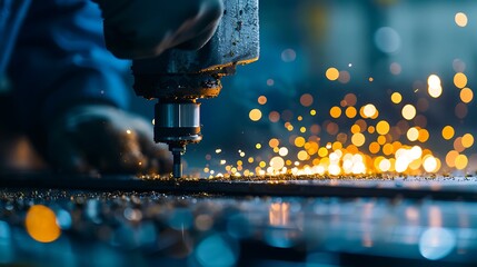 CNC Milling Machine Cutting Metal with Sparks