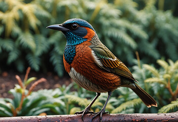 Colorful Songbird Perched on Branch – Vibrant Wildlife in Natural Habitat