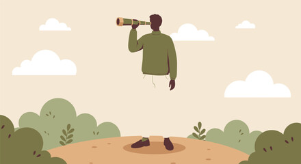 One black silhouette of a businessman holding a gun with a desert cactus in the background vector illustration concept