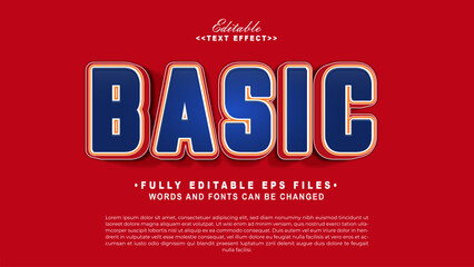 3d blue basic text effect.typhography logo