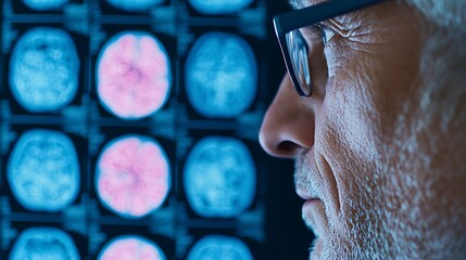 Doctor Analyzing Brain Scans  Medical Research Focus