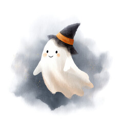Friendly Ghost with a Smile Floating in the Air for Halloween Celebration