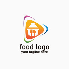 cooking tutorial video logos, food and technology icon, restaurant brand vector