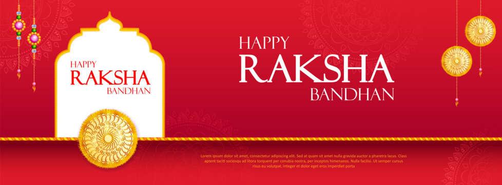 greeting card and template banner for sales promotion advertisement with decorative Rakhi for Raksha Bandhan, Indian festival for brother and sister bonding celebration