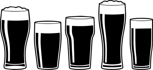 set of beer glass silhouette vector illustration