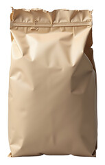 Empty kraft paper pouch, clean brown sealed package ready for product