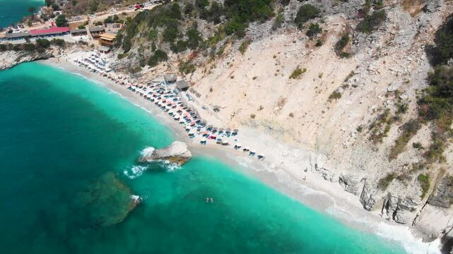 Ionian Sea, Pulebardha beach Saranda, Albania, most beautifully beach, crystal clear sea