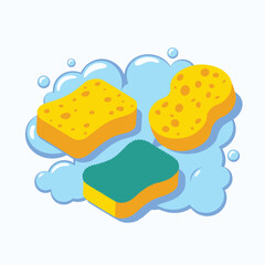 Colorful Sponges in Water Droplets