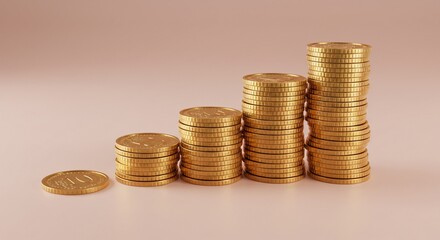 輝く金貨 増加 グラフ 上昇 経済 成長 富裕
