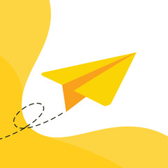 Yellow Paper Airplane Flying Away