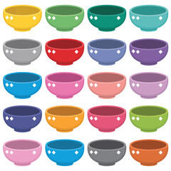 Colorful Set of Decorative Bowls with Diamond Design