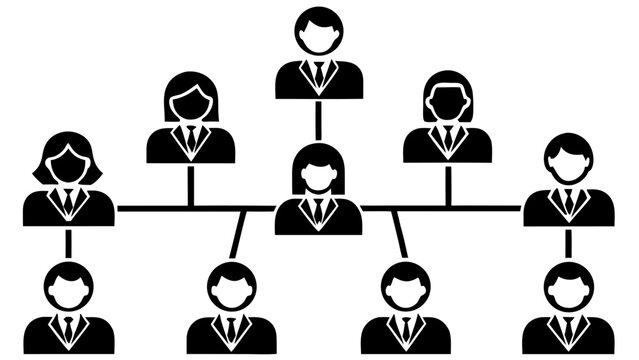 Vector  organization chart displaying hierarchical structure with multiple levels represented by people icons