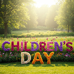 Childrens Day Celebrate Childhood in a Vibrant Floral Garden