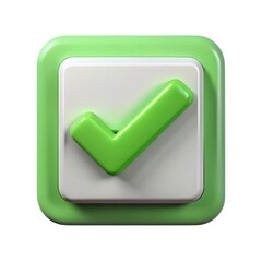 3d green check mark icon isolated on white background