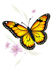 Fototapeta premium Spring Dance: Colorful Butterfly Above Flowers