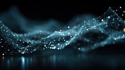 Intricate Data Network Visualization with Glowing Nodes and Interconnected Lines