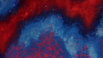 A vibrant abstract background features a dynamic blend of red and blue halftone textures - Powered by Adobe