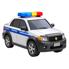 Police Car Illustration: A realistic illustration of a classic police car, adorned with emergency lights, ready to serve and protect, symbolising safety and authority.
