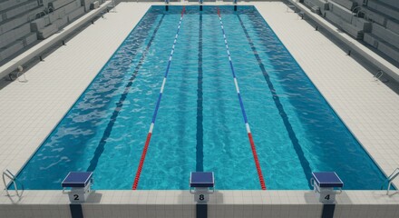 Olympic-Sized Swimming Pool Stunning Aerial View of Competition-Ready Lanes