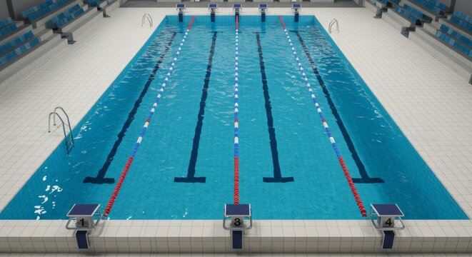 Olympic-Size Swimming Pool A Stunning Aerial View of Competition-Ready Lanes