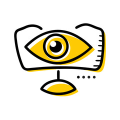 Eye monitoring illustration in modern graphic style and yellow colors  