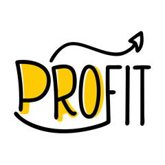 Profit concept design with upward arrow in yellow and black colors  