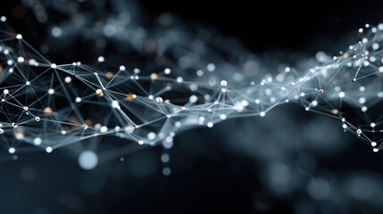 Abstract Plexus Network Connection with Glowing Dots and Lines on Dark Backdrop
