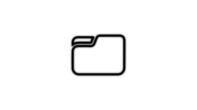 File folder icons animation on black background. folder icon concept animated. Folder icon isolated    4k video. Document folder.