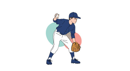 Fototapeta premium Young athlete practicing pitching a baseball game on a sunny day