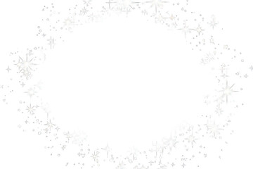 Circular frame of sparkling, glittering snowflakes