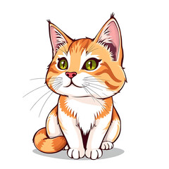 Obraz premium Playful Cat – Cute Cartoon Pet Illustration