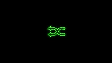 Neon shuffle icon illustration. Neon line Arrow shuffle, player Shuffle icon.