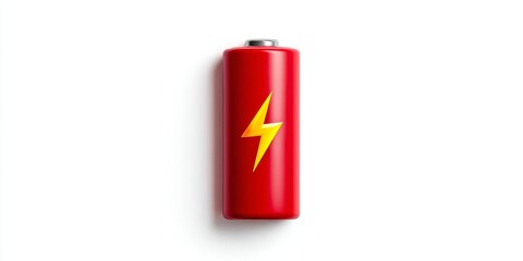 a red battery on a white background vector art illustration. a red battery with a lightning symbol on it. a red and white fire hydrant sitting on top