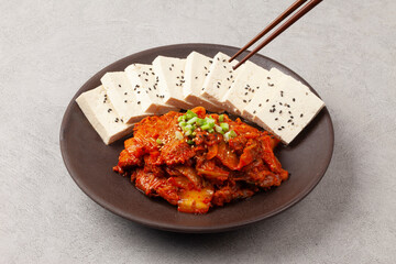 Tofu kimchi is a dish made by boiling tofu and eating it with stir-fried kimchi.
