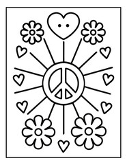 vector illustration of groovy summer coloring pages