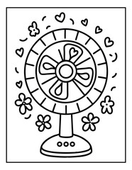 vector illustration of groovy summer coloring pages