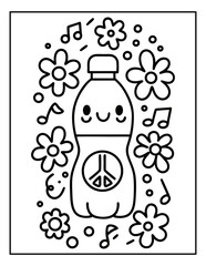 vector illustration of groovy summer coloring pages