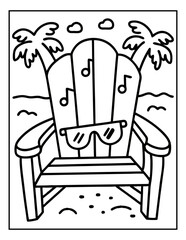 vector illustration of groovy summer coloring pages