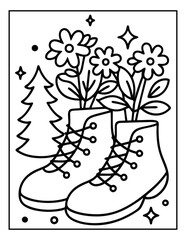 vector illustration of groovy summer coloring pages