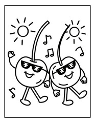vector illustration of groovy summer coloring pages