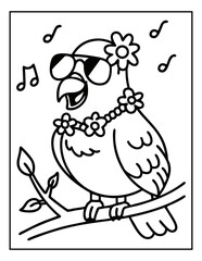vector illustration of groovy summer coloring pages