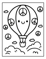 vector illustration of groovy summer coloring pages